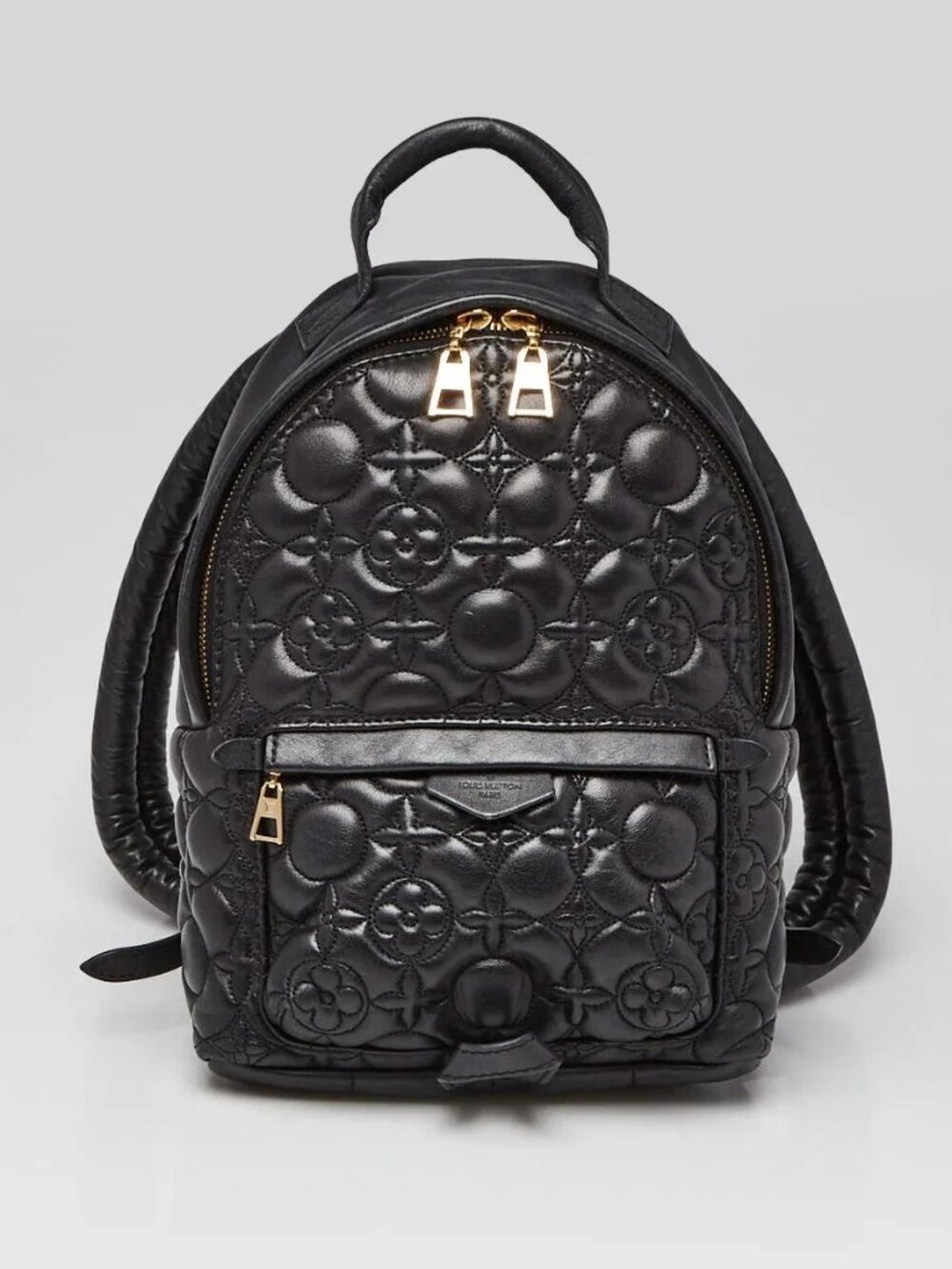 Louis Vuitton Black Malletage Leather Flower Palm Springs PM Backpack Bag